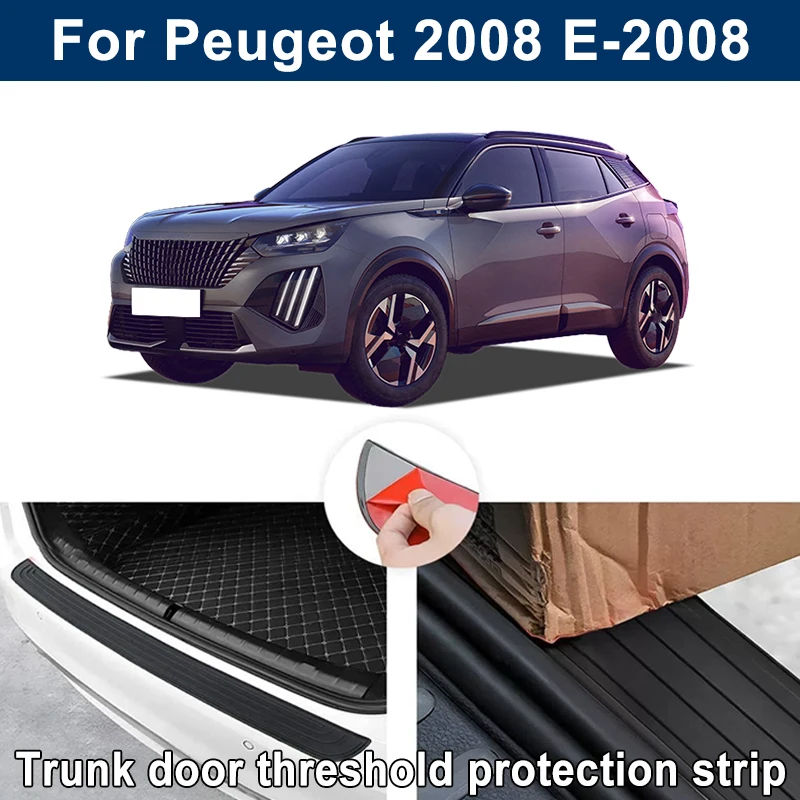 Car Trunk Sill Anti-scratch Guard Strip For Peugeot 2008 E-2008 - Rear Bumper Rubber Protector Decorative Cover Sticker
