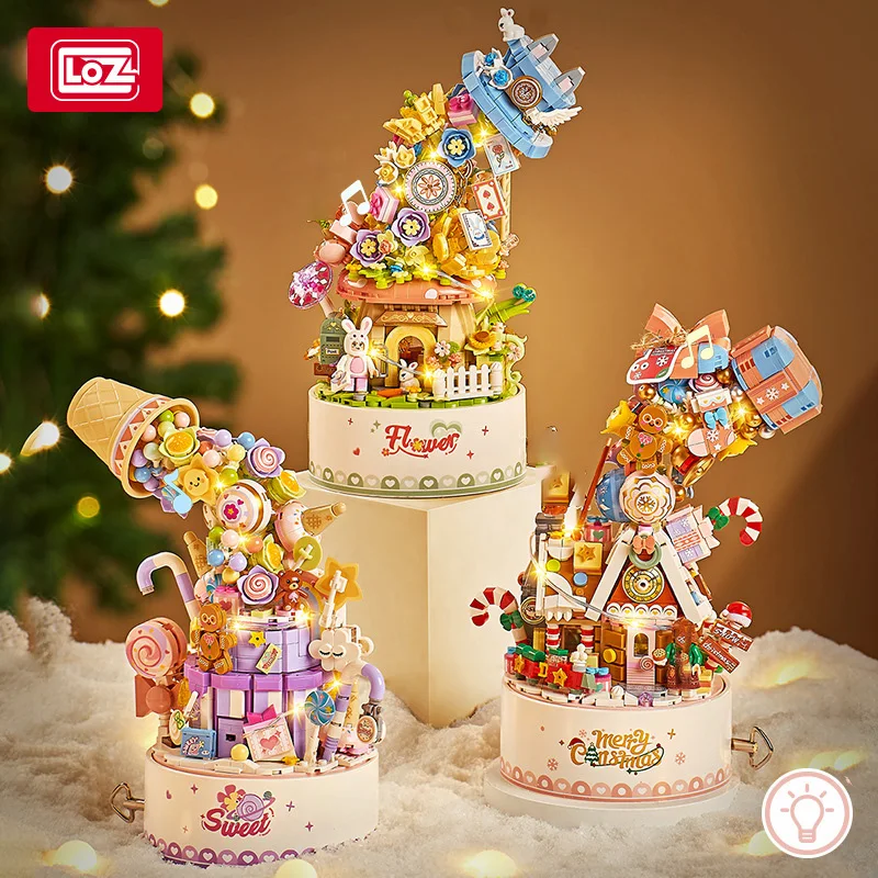 LOZ-1957 Christmas series Santa Music Box Music Box Christmas House model Assembly children's Christmas building blocks