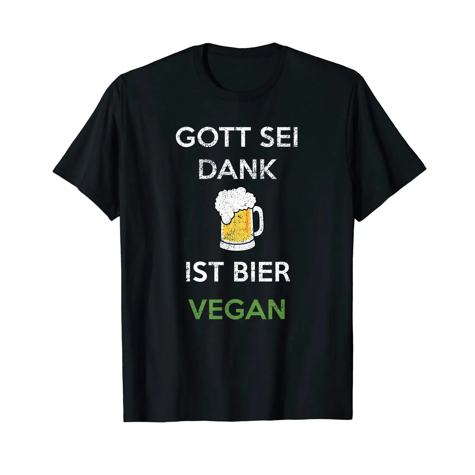 T Shirt with German Text Gott sei Dankist ist Bier Vegan Language vintage Washed Slightly Top For Everyday Wear Breathable