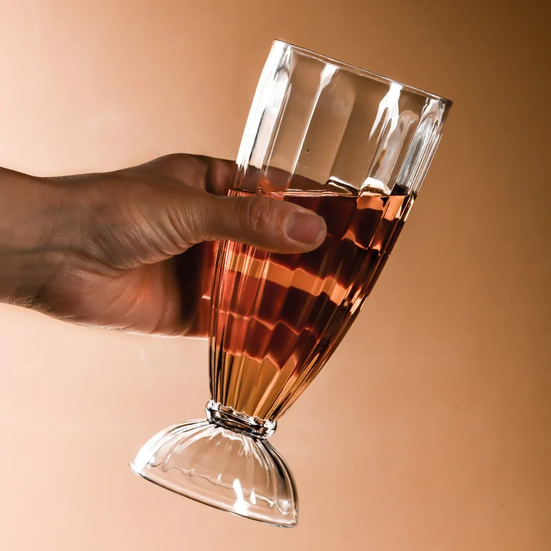 

13oz Cocktail Glass Simple Goblet Ice Cream Bowl Cold Dish Mug 380ml Wine Glass Flower Edge Juice Glasses Beverage Cups Gifts