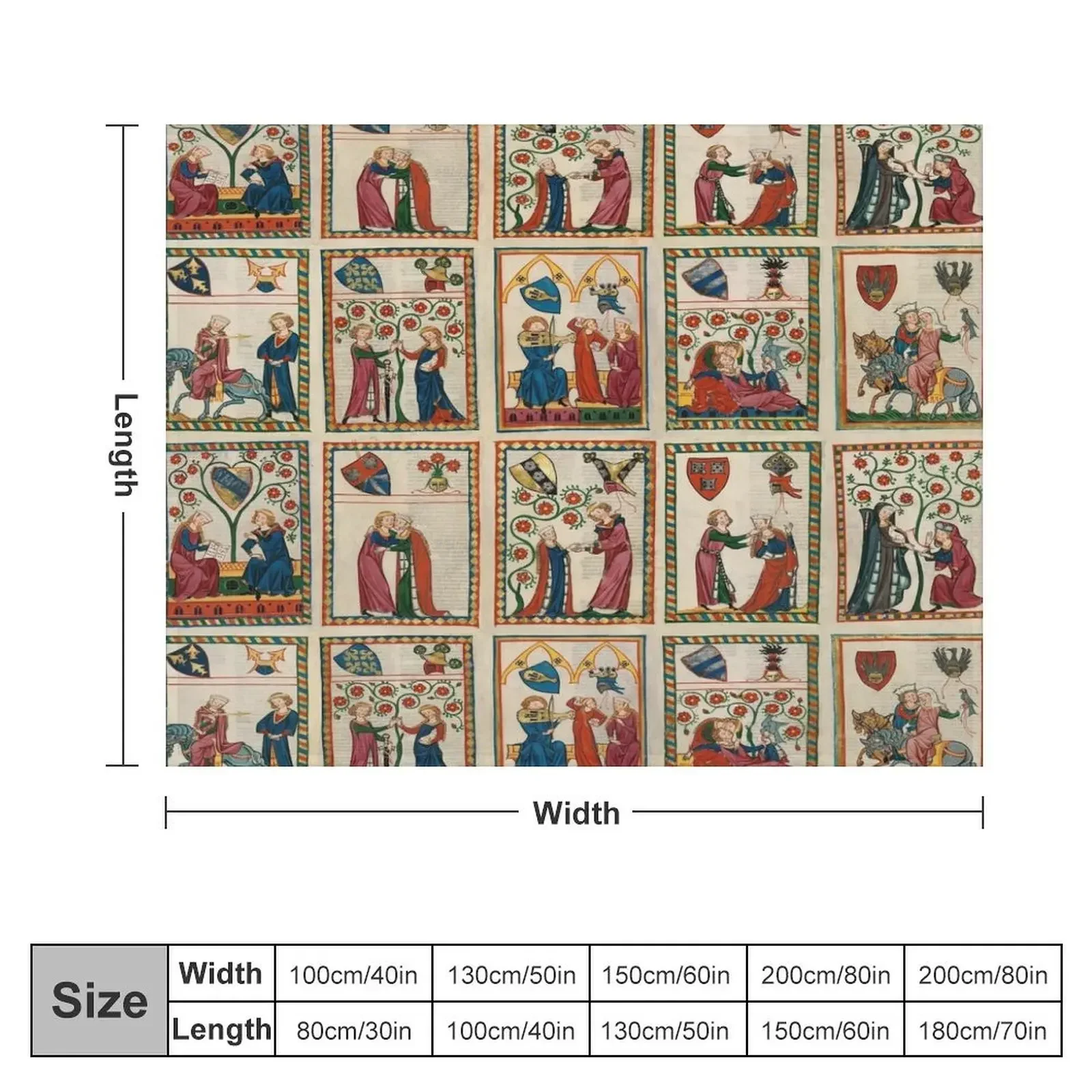 Codex Manesse Throw Blanket Plush Designers sofa bed Blankets