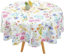 Round Tablecloth for Round Table Waterproof Table Cloths for Dining Room Table Cover