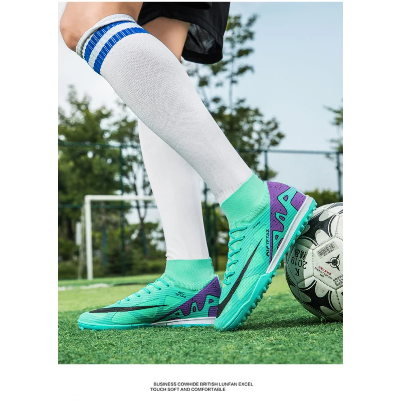 

2025 Football Shoes 2024 New Men's High-Top Football Boots Grass Training Match Sports Shoes Cross-Border E-Commerce Platform Fo