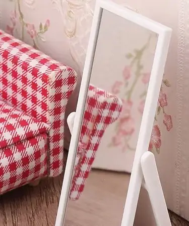 Simulation Full Length Mirror Dollhouse Miniature Furniture 1:12 Scale Dolls House Decoration Toy for Kids