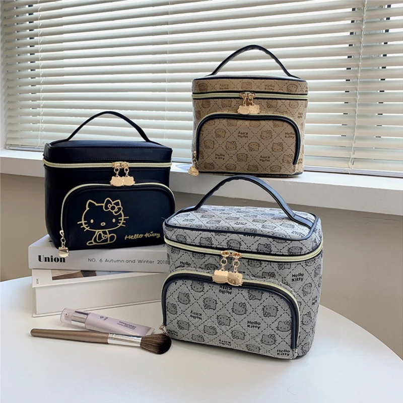 

Hello Kitty Portable Fashion Woman Cartoon Cosmetic Bag Semi-Styling Multifunctional Large Capacity Cosmetic makeup Case box