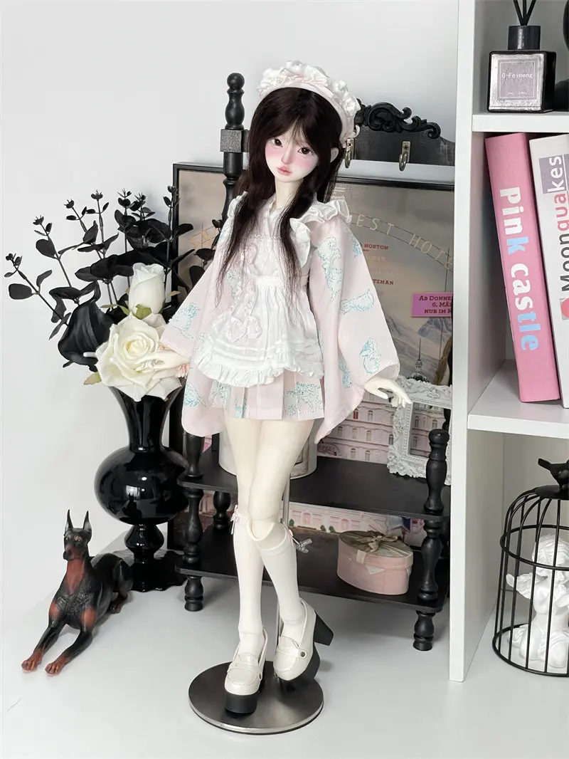 1/4 1/6 BJD Clothes Set  Cute Girls Blythe Dian Dian Pink Little Slender Waist Dress Modified Kimono Beautiful Doll Accessories