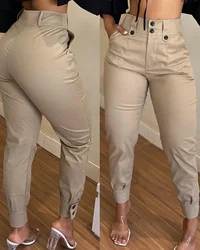 2024 nova moda feminina calças elegantes sexy primavera verão novo cáqui casual lápis calças design calças femininas