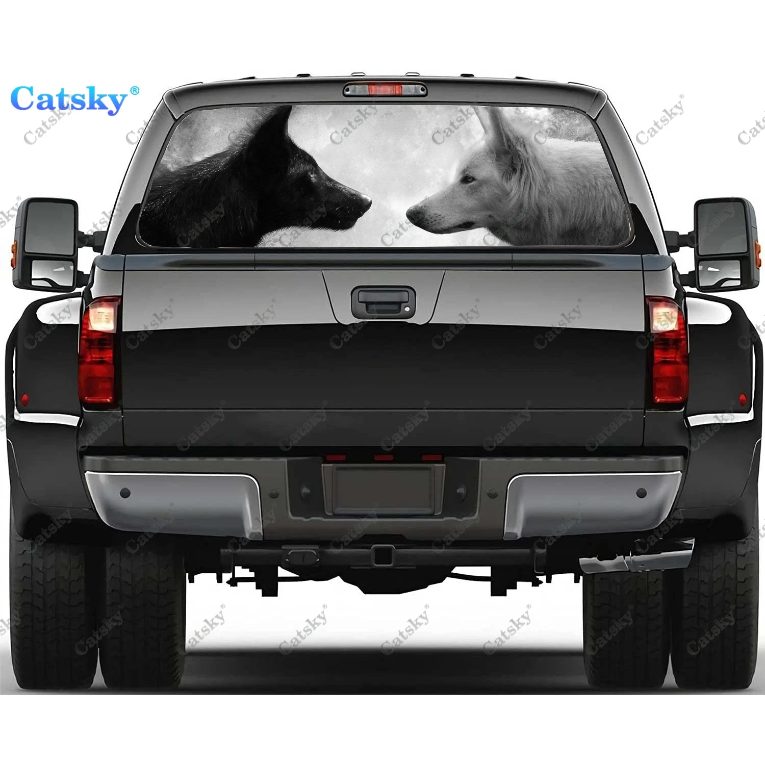 

Animal Wolf Family Print Rear Window Stickers Windshield Decal Truck Rear Window Decal Universal Tint Perforated Vinyl Graphic