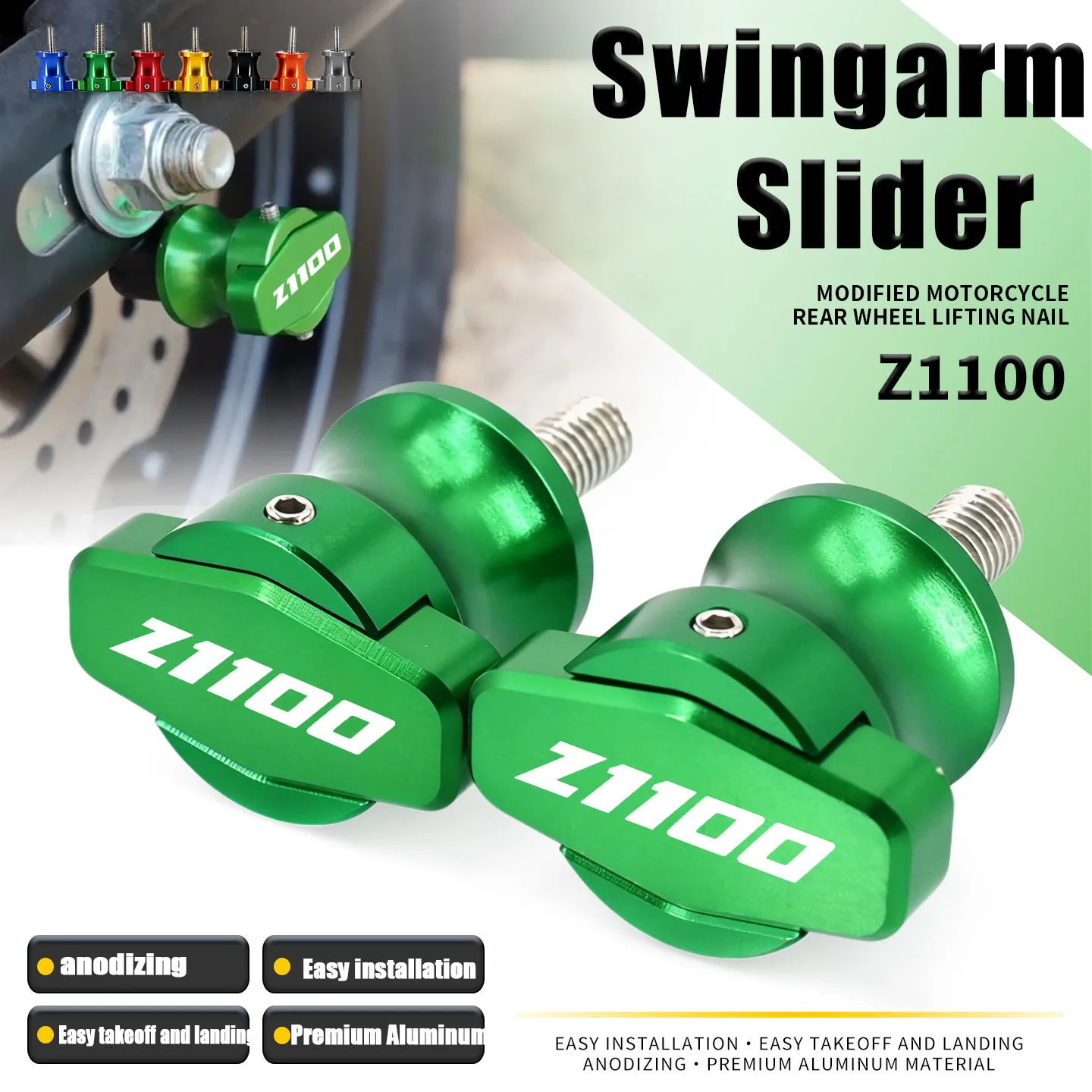 

For Z1100 2026 Motorcycle Accessory CNC Frame Stands Screws Sliders Swingarm Spools Slider