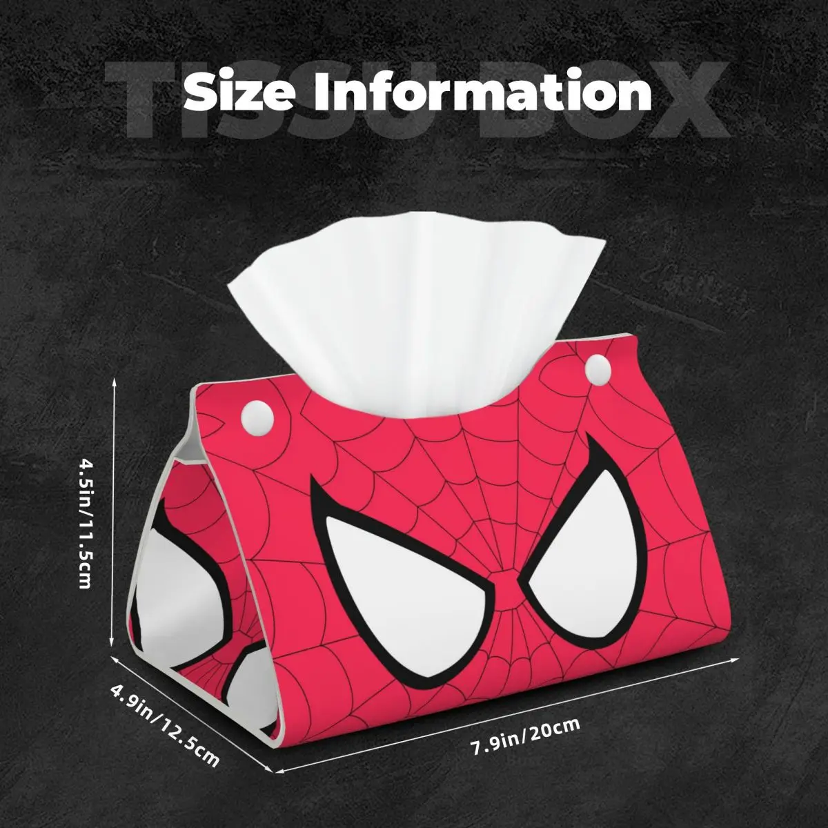 Custom Spider Web Eye Tissue Box Cover Rectangular PU Leather Spider Man Facial Tissue Box Holder for Bathroom Car