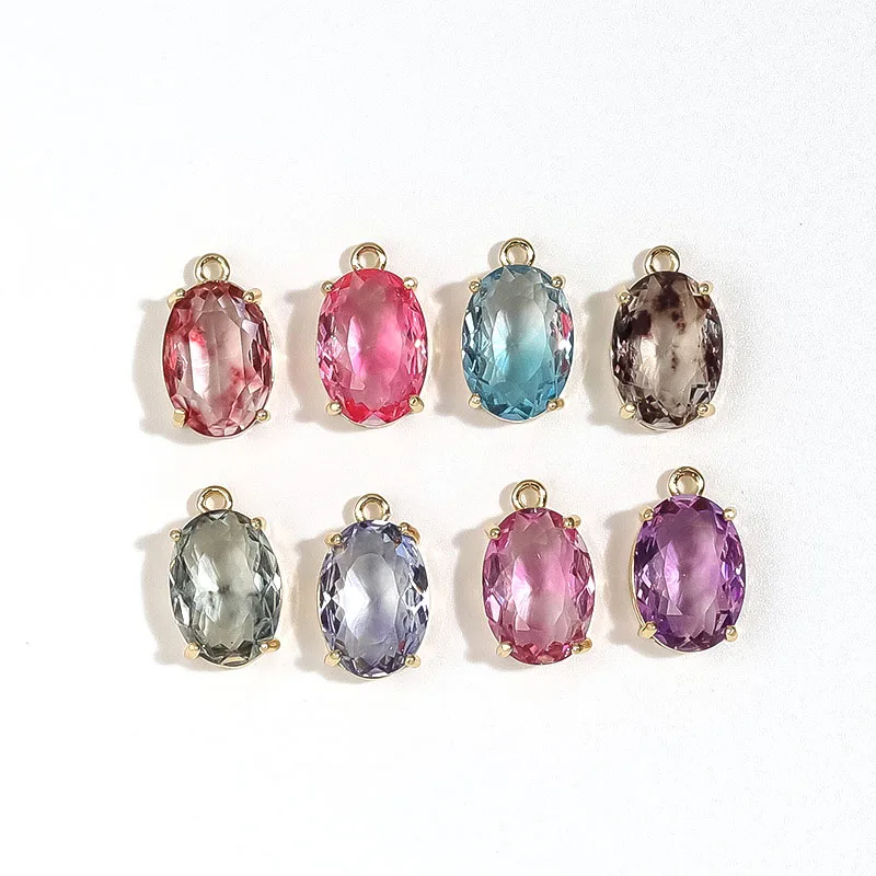 

30pcs/ Bag New Cute mini CZ oval pendant fashionable copper gold-plated necklace/earring pendant making