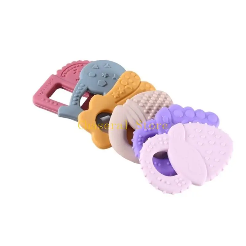 E7CE Set Of 6 Colorful Baby Teethers Silicone Teething Toy Multiple