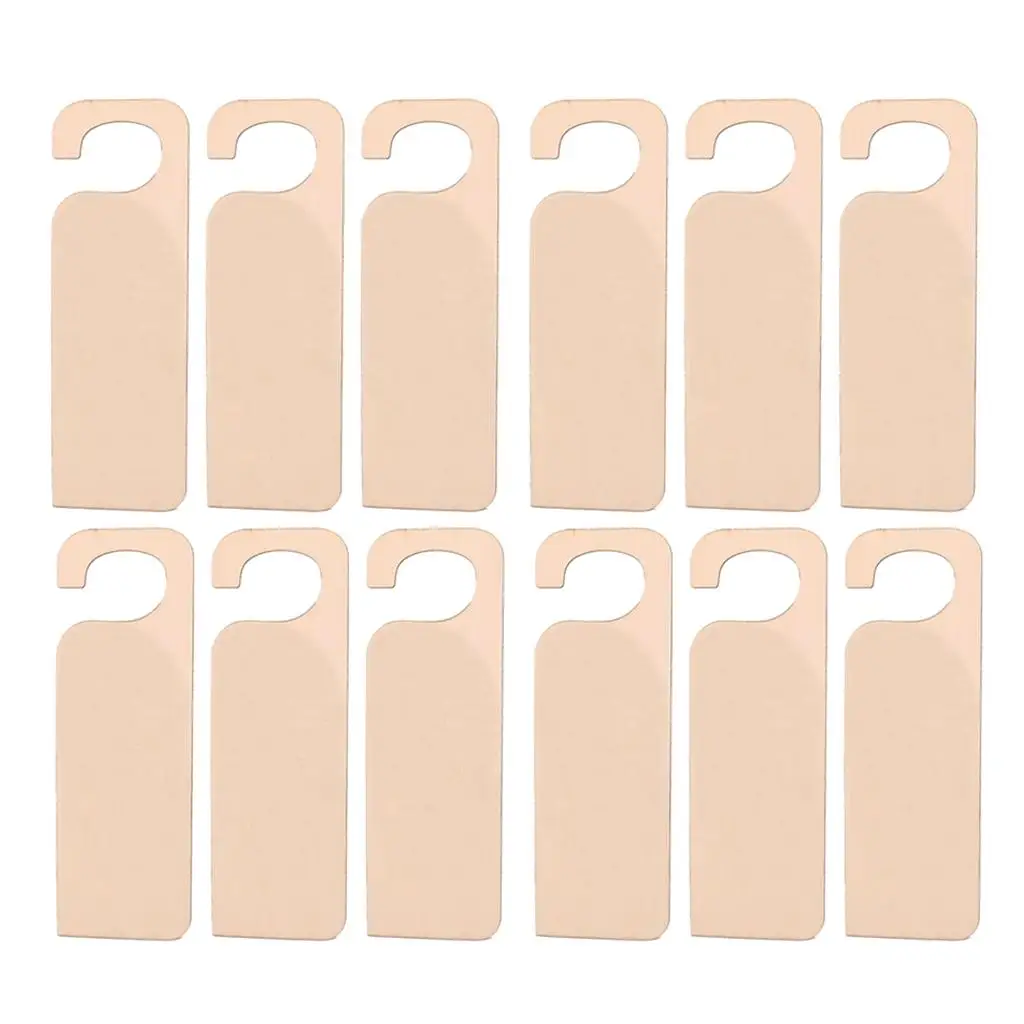 Wooden Door Hanger Sign Blank Knob Tag Solid Color DIY Unfinished Craft for Hotel Restaurant Use