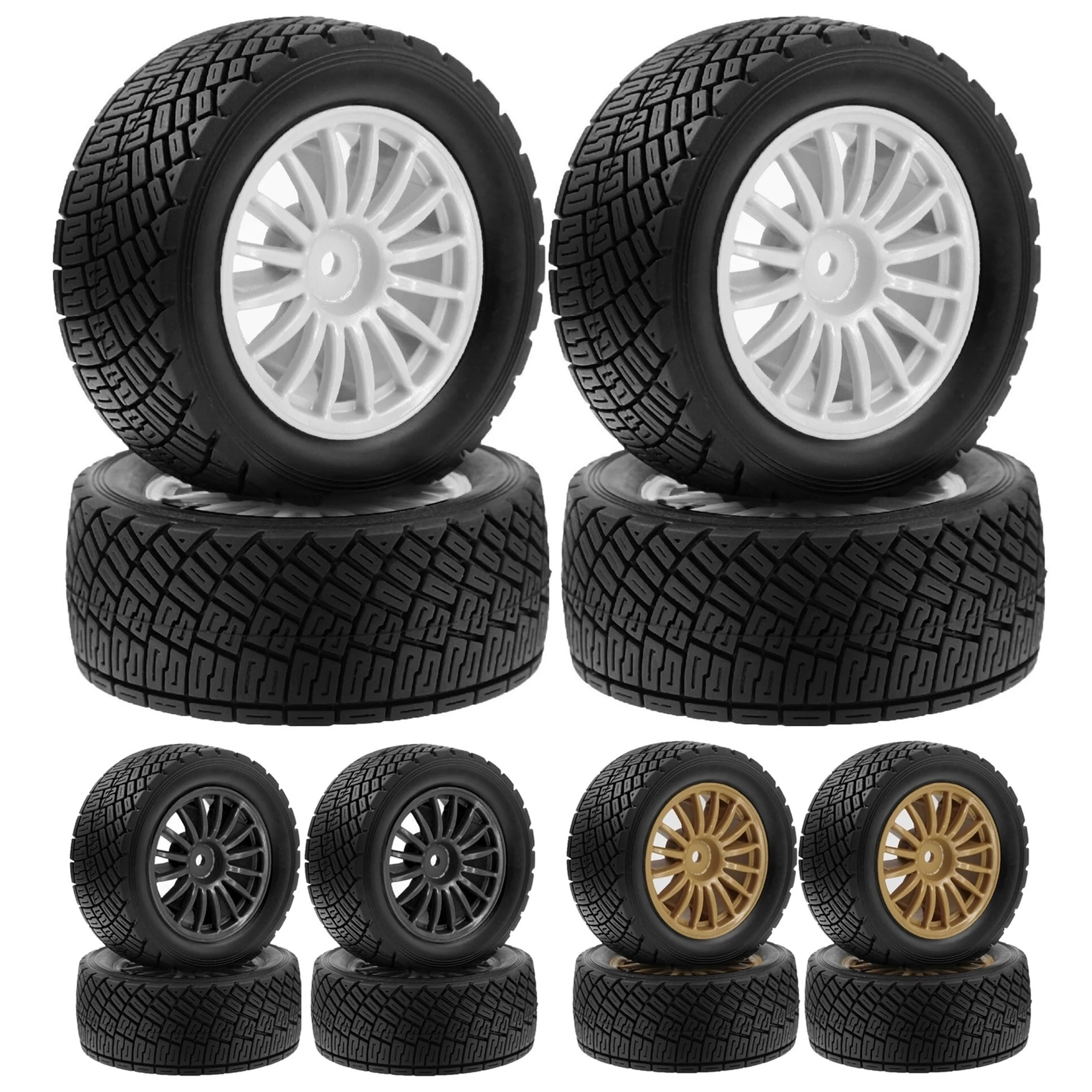 

4pcs 78MM 1/10 RC Rally Off-Road Buggy Tires Wheel 12mm Hex for 1/10 Off-Road RC Car HSP 94177 HPI WR8 Flux Rally