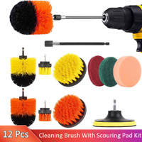 11 PCS Electric Rotating Cleaning Brush Sets Fast Drilling Machine Drill Brush for Rims Kitchen Car