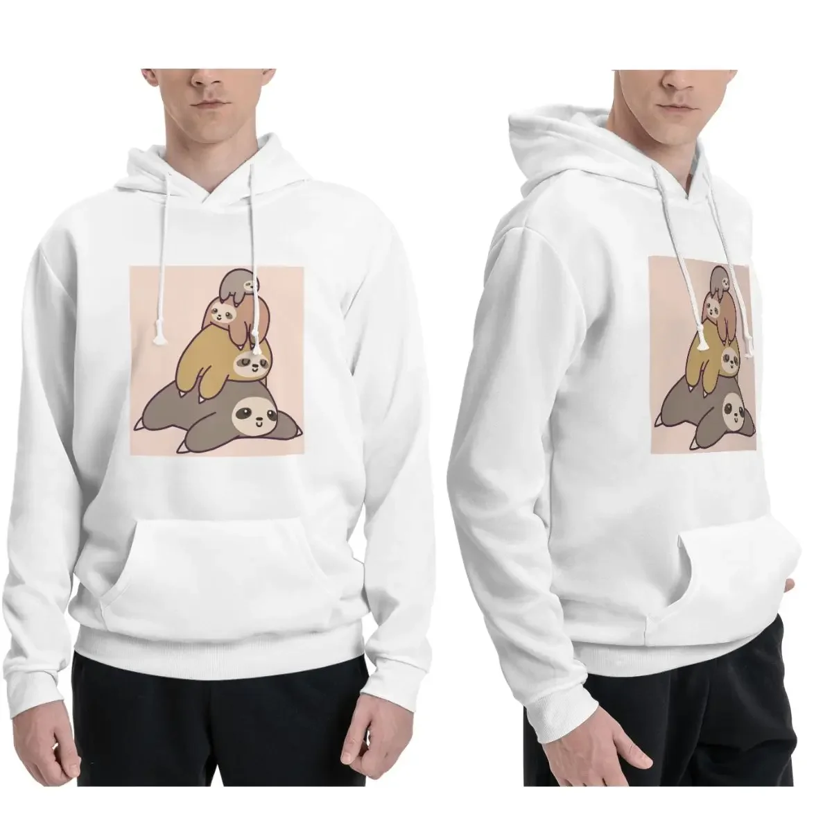 Sloth Stack Hoodies Men's Women Casual Pullover Sweatshirts Fashion Long Sleeve Hooded Autumn Winter