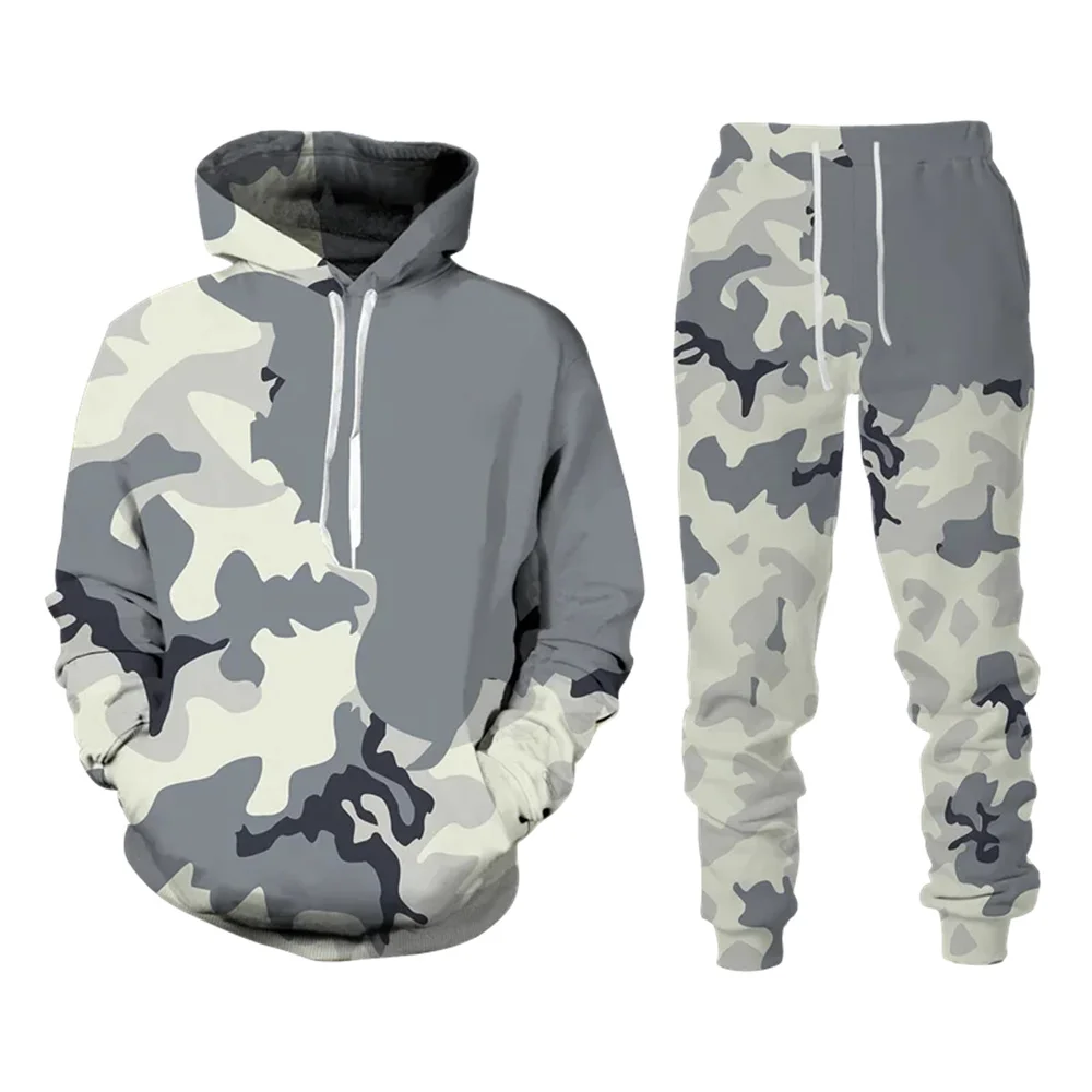 Frühling Herbst Tarnung Hoodie/Hose/Anzug Männer Frauen lässig Kapuze Pullover Sweatshirt Set Trainings anzug 2 Stück Sportswear Outfits