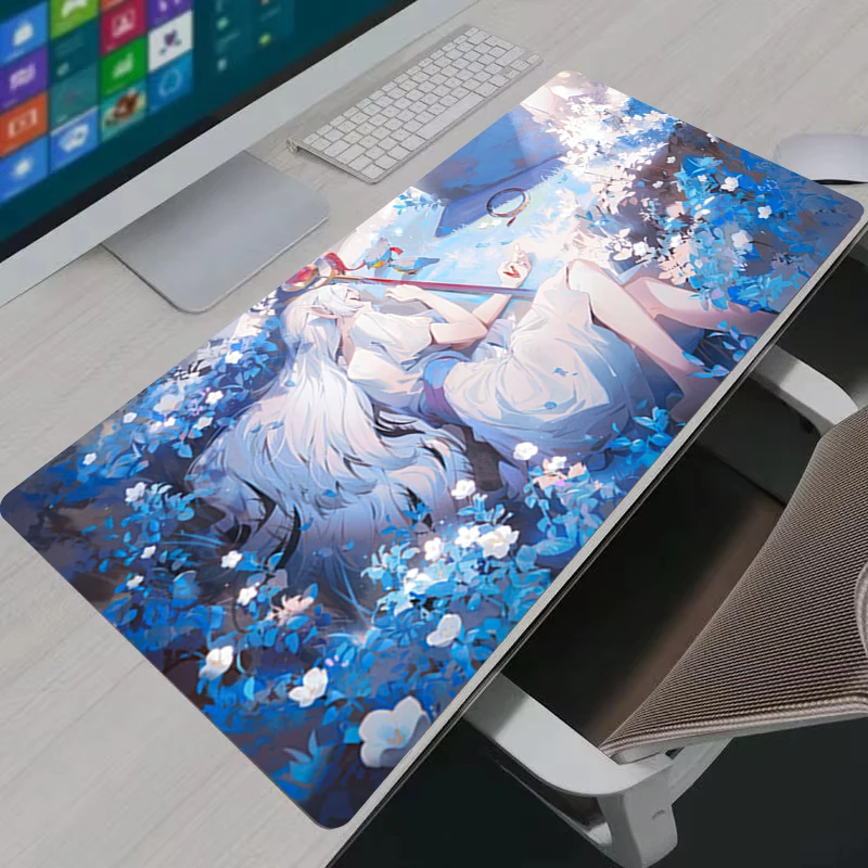 Großes XXL Anime Frieren Mauspad, Rutschfeste Tastaturunterlage für Büro und Desktop, Computerspiel-Schreibtischmatte mit Verstärkten Kanten