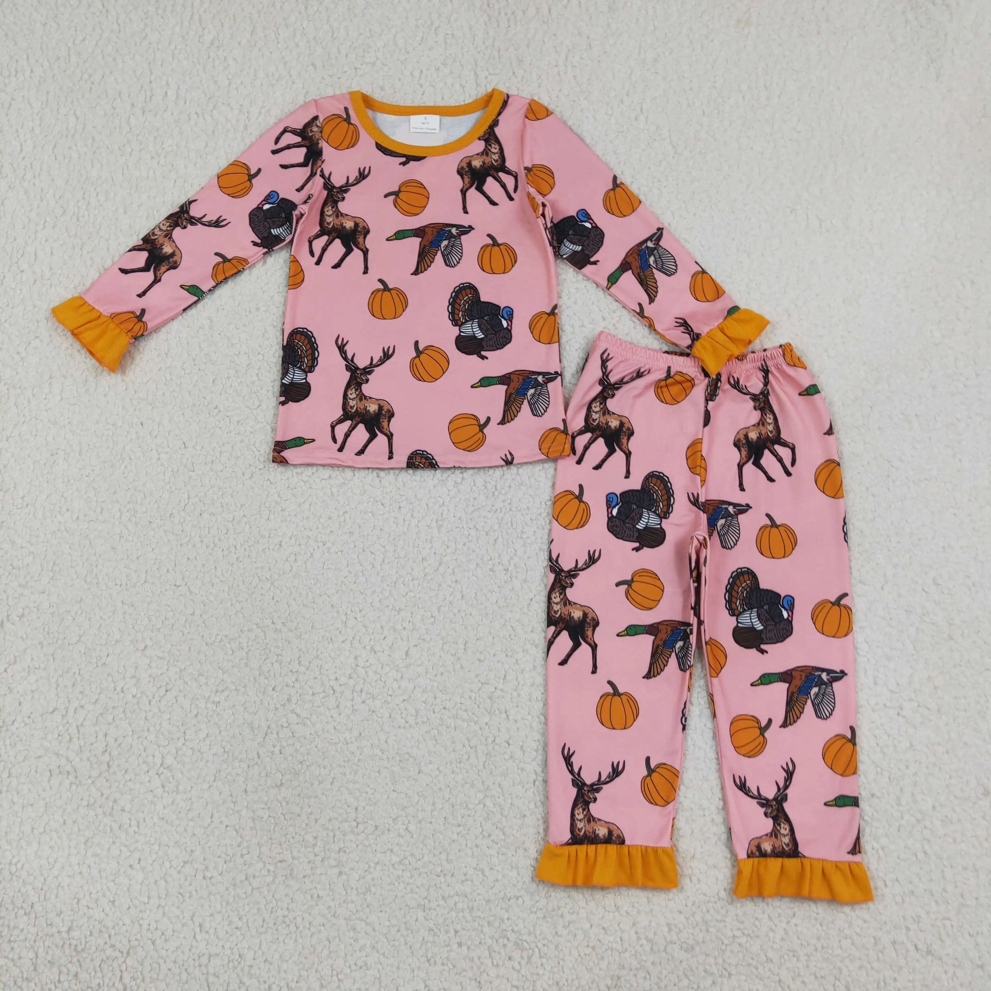 Wholesale Kids Girl Pumpkins turkey Deer Shirt Baby Children Pants Set Toddler Outfits Thanksgiving Clothes