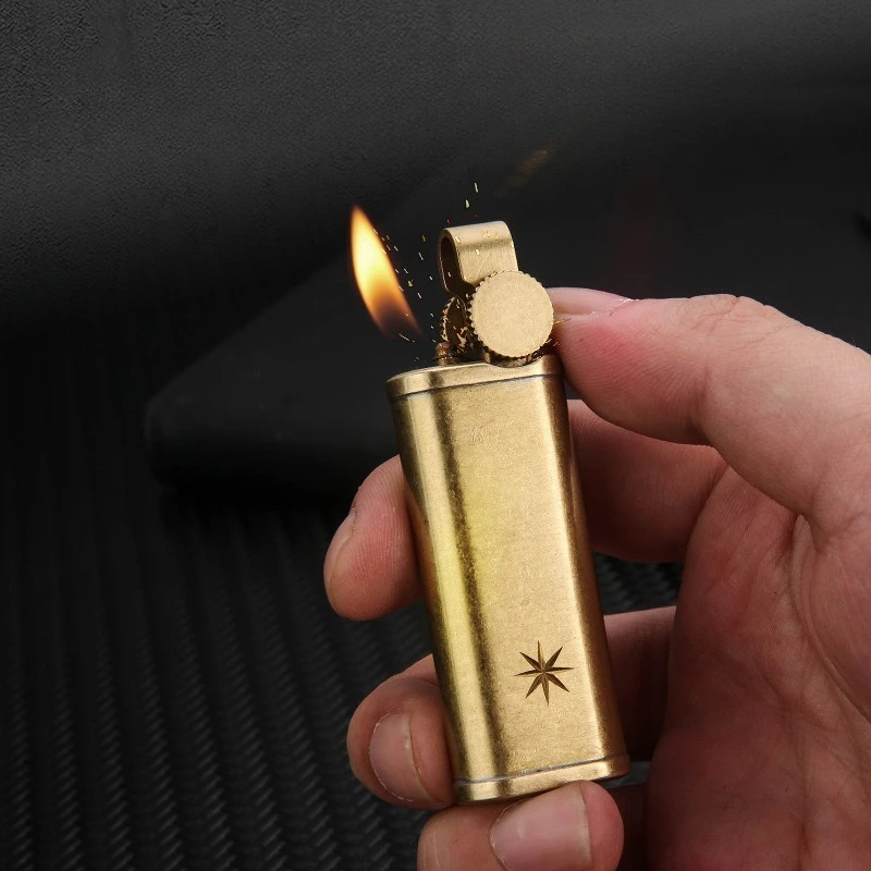 Honest Inflatable Lighter, Personalized Retro Grinding Wheel Lighting, Military Brass Pipe Style, Retro Men's Gift