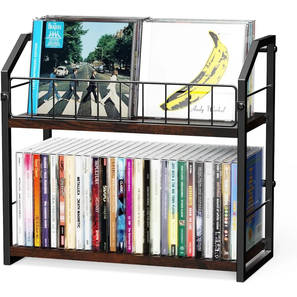 

2-Tier CD Holder, CD Storage Shelf for Display, CD Organizer with Dispay Top Shelf, Premium CD Rack for Home & Office, Holds Up