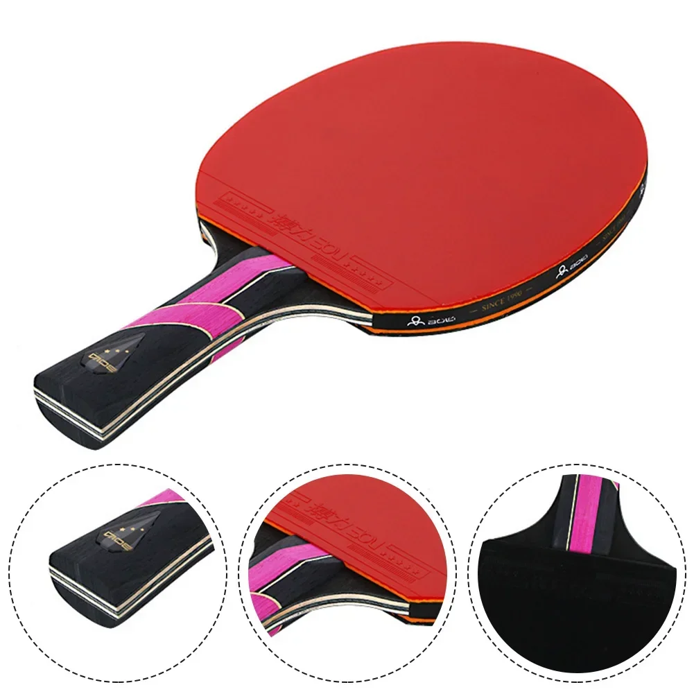 POTEAX Professional Tennis Table Racket 3 Star Spin Control Table Tennis Racket 7 Ply Wood Ping Pong Bat Long Handl With Bag