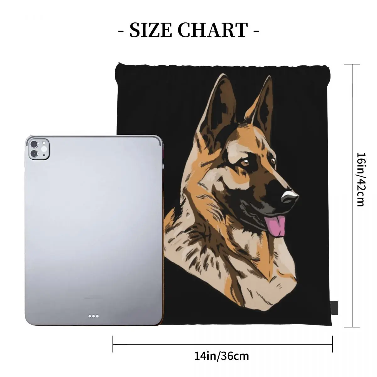 German Shepherd Gift Dog Lover Backpacks Portable Drawstring Bags Drawstring Bundle Pocket Shoes Bag Book Bags For Travel School