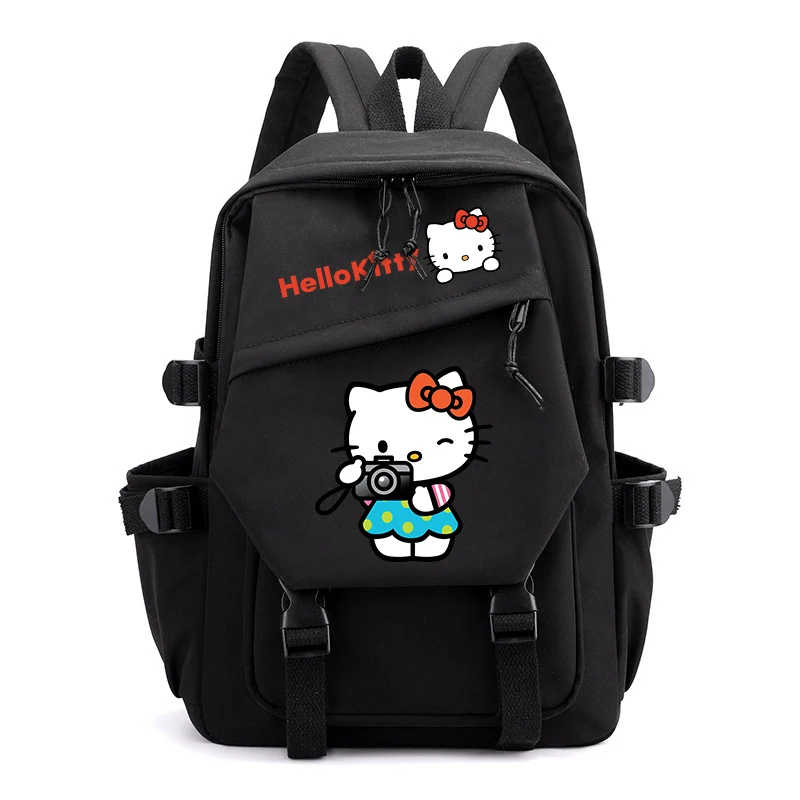 Sanrio HeIIoKitty printed student schoolbag youth backpack black casual bag for girls