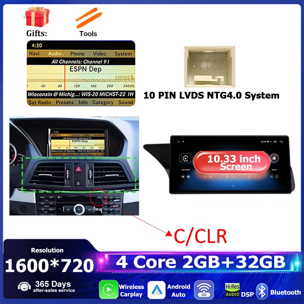 Android 16 Voor Mercedes Benz E Klasse C207 W207 A207 2009-2016 Autoradio Multimedia Stereo GPS 4G Draadloze CarplayPlayer WiFi