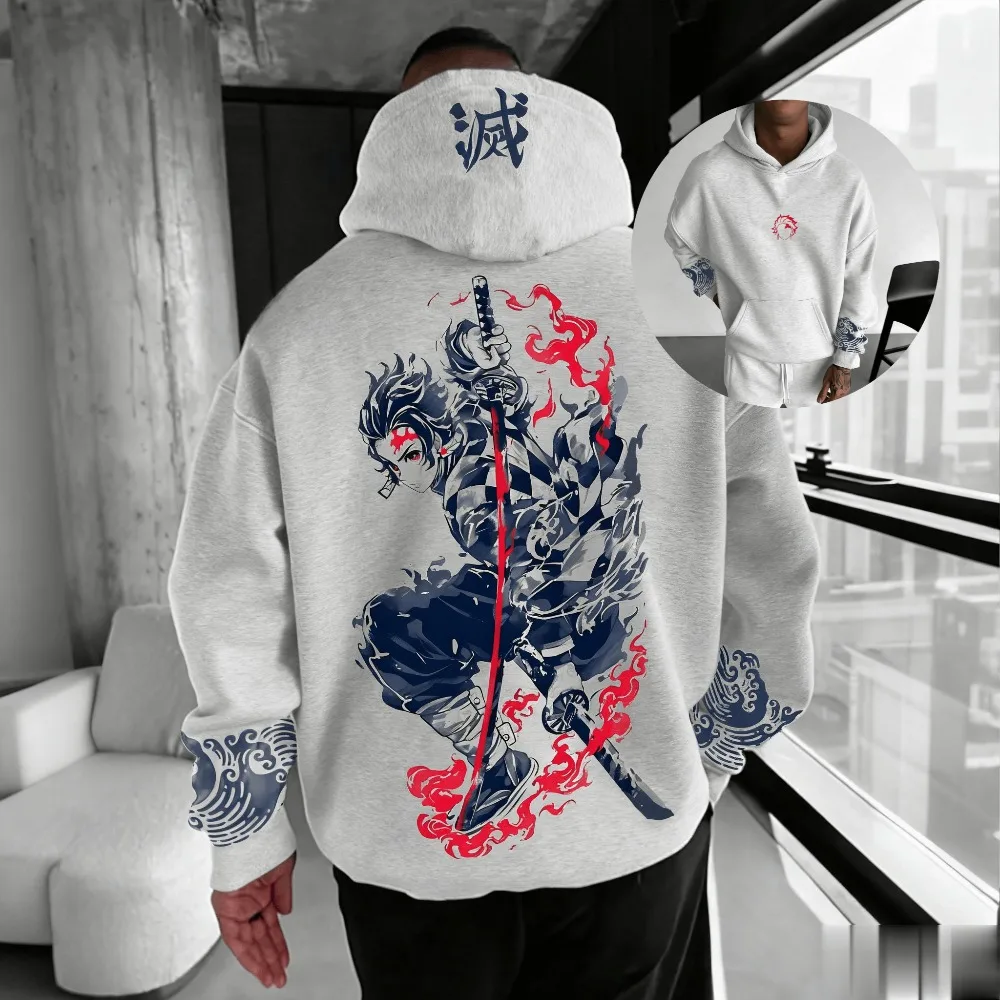 25 Cosplay moda Demon Slayer Sudadera con capucha hombres mujeres Anime pulóver Sudadera con capucha de gran tamaño Casual ropa de calle de manga larga otoño