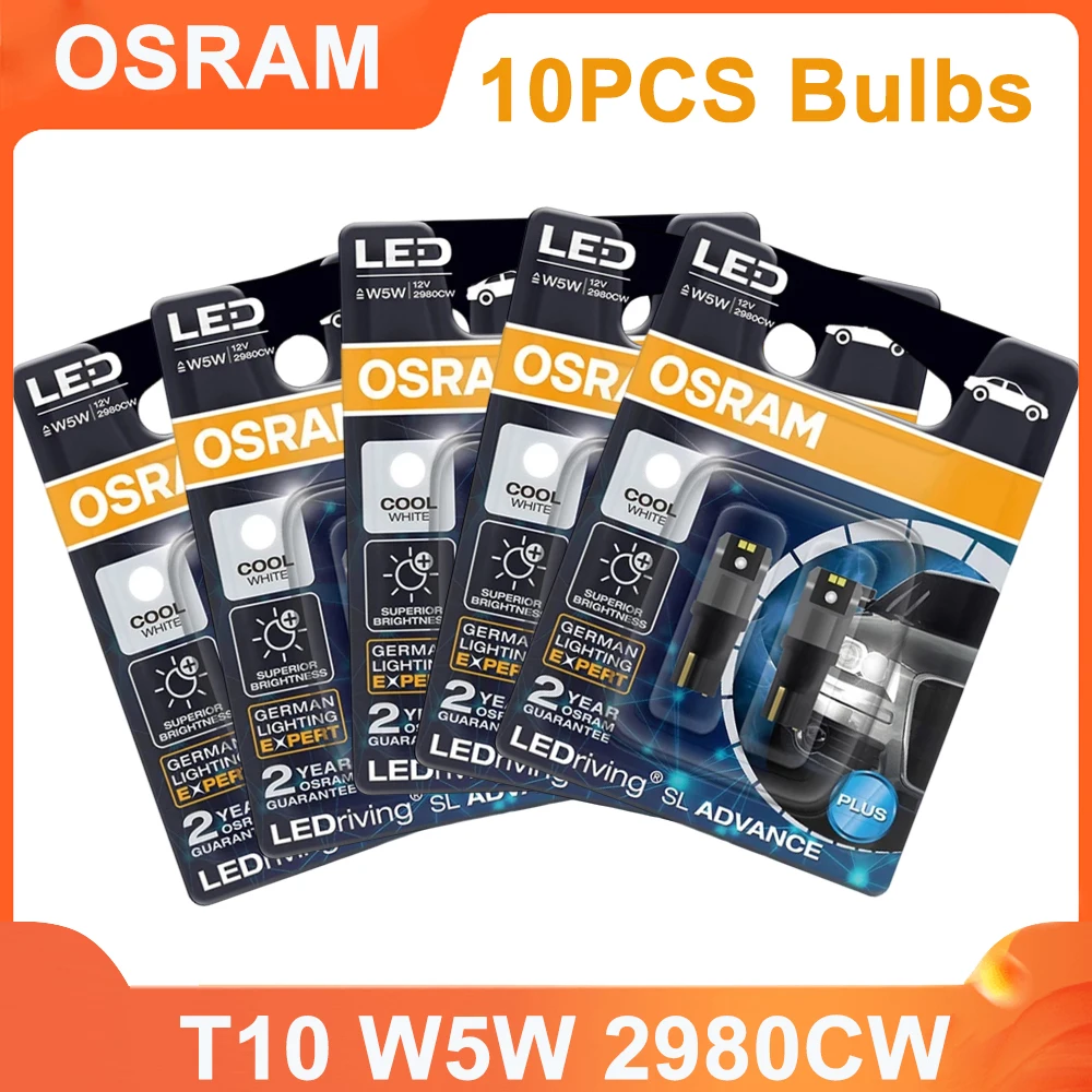 OSRAM LED T10 6000K 12V 1.5W 2980CW W5W 194 Светодиодные лампы для чтения SL Advance 6000K Белые автомобильные лампы для чтения Дверные лампы Внутреннее освещение