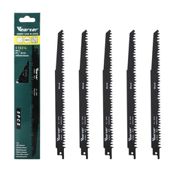 Vearter 5PCS/Set S1531L Reciprocating Saw Blades 5TPI HCS Sabre Saw 240mm For Cutting Course Damp Wet Wood Logs Plactics