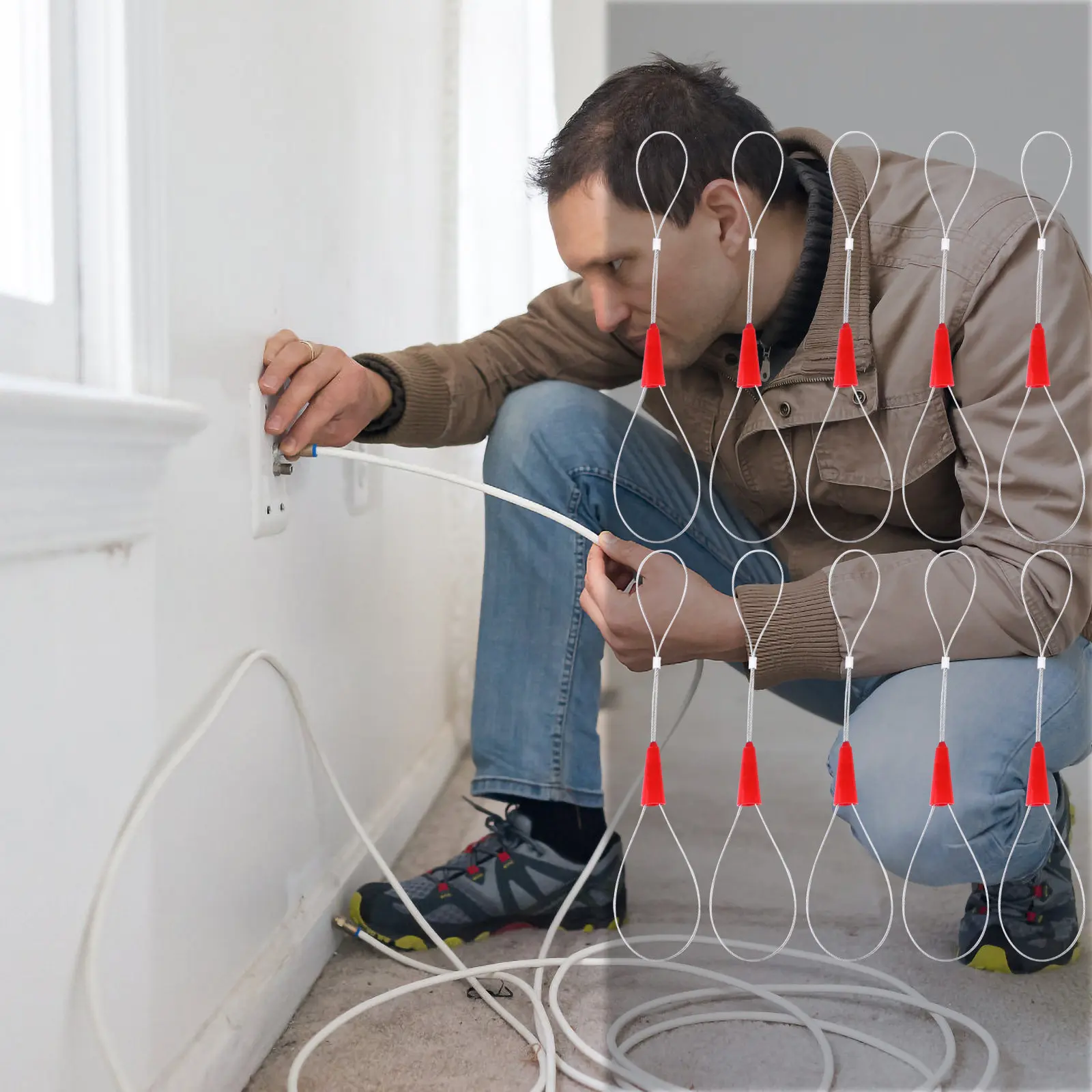 10 pièces de tire-fils portables pour l'installation électrique et le tirage de câbles