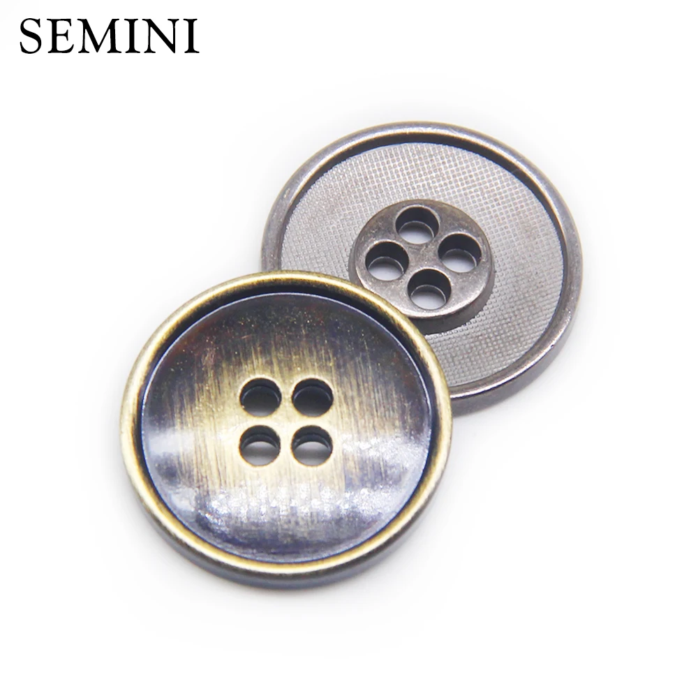 10pcs High Quality Metal Button 4 Holes Bronze Old Silver Retro Sewing Button For Jacket Seweat Overcoat Garment Accessories