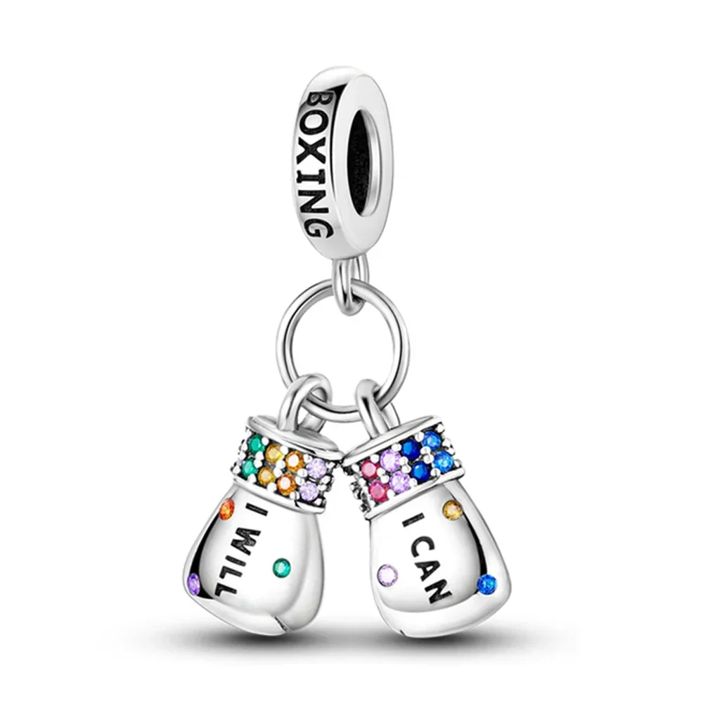 Dijes de plata 925, cuentas de guante de boxeo de colores de ensueño, compatibles con dijes de Plata 925, pulsera Original, cuentas para mujer, fabricación de joyería Diy