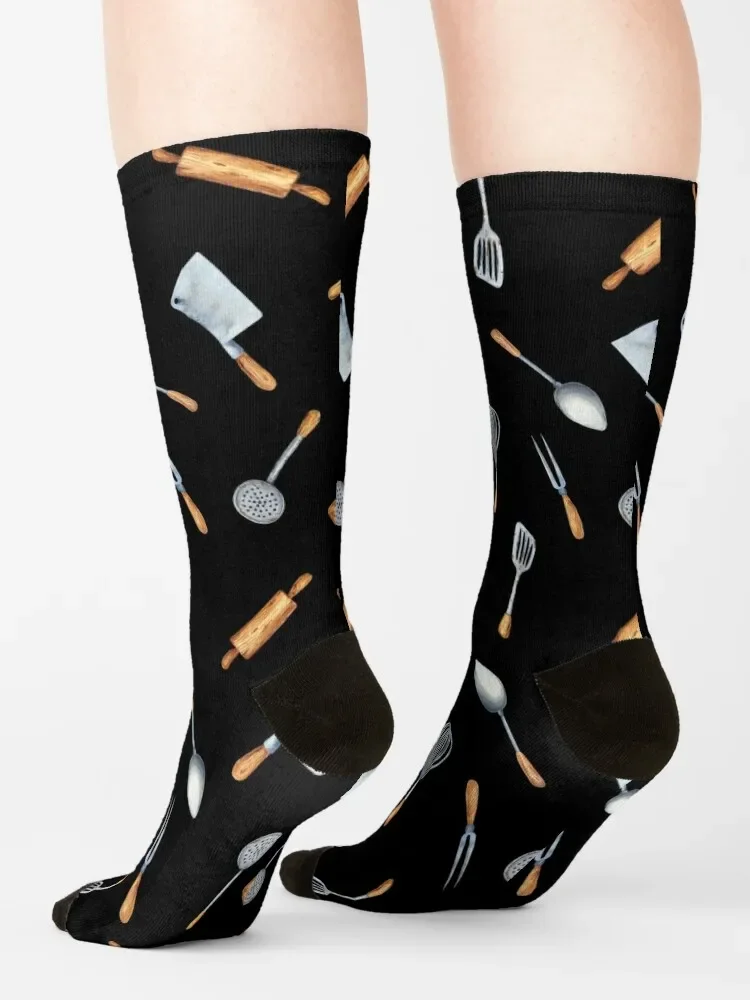 Chaussettes de sport personnalisées pour hommes et femmes, motif d'ustensiles de cuisine, Halloween, luxe