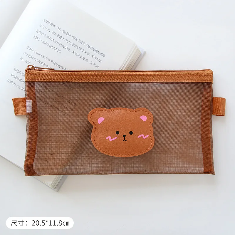 Cute Carton Bear Pencil Case Pencil Bag Office Pen Pouch Student Stationery Box School Supplies Women Girls Cosmetic Storage Bag