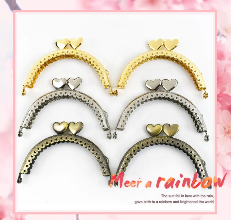 1/2/5/10Pcs 85mm Embossed Metal Purse Frame Mini Coin Bags Handle Handmade Wallet Kiss Clasp DIY Sewing Brackets Bag Accessories