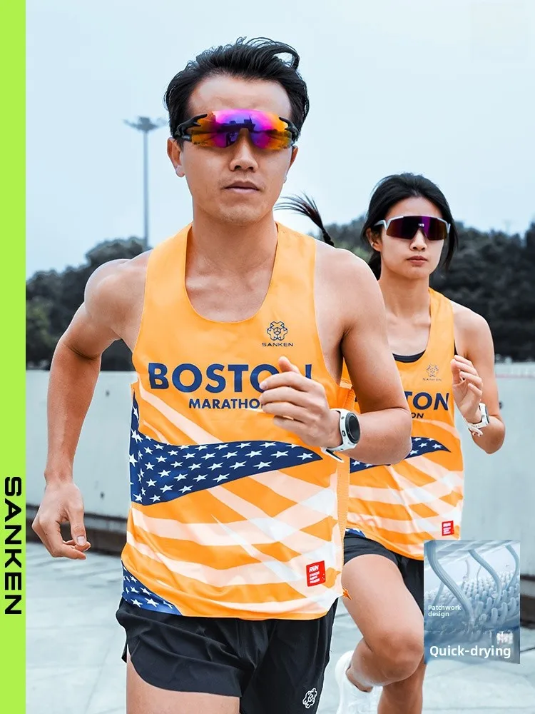 

Sanken Profional Running Vest Breathable Outdoor Sports Top for Marathon Racing Lightweight Polyester round Ne Sweat Vest