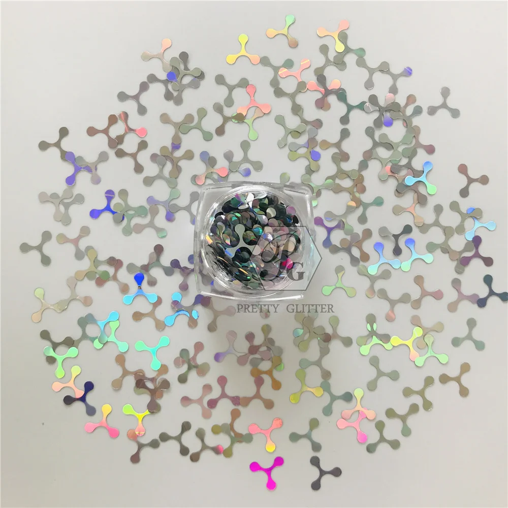 PrettyG 1 Box Fan blades Glitter Shape Holographic Color Glitter Sequins Supplier for Nail Gel DIY Art Craft Makeup Decoration