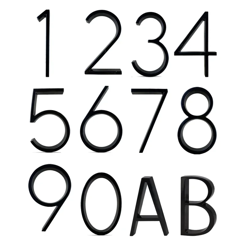 

5 Inch. House Number Zinc-iron Alloy Black Digital House Number Stainless Steel Fittings