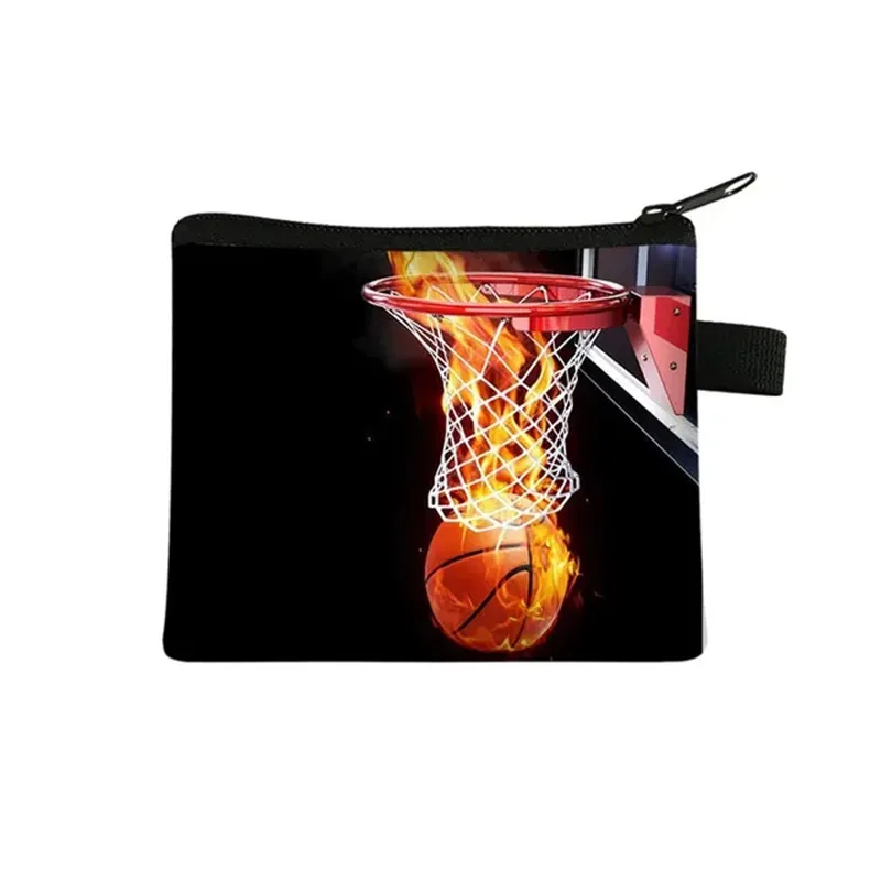 Cute Basketball Print Coin Purse Kids Wallet Money Key Holder Bags Boys Purse Mini Change Coin Pouch Bags Gift Wallet Fashion