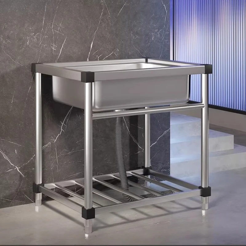 

304 Stainless Steel Kitchen Sink with Stand Integrated Large Single Bowl for Dish Washing Durable Kitchen Basin for Modern Homes