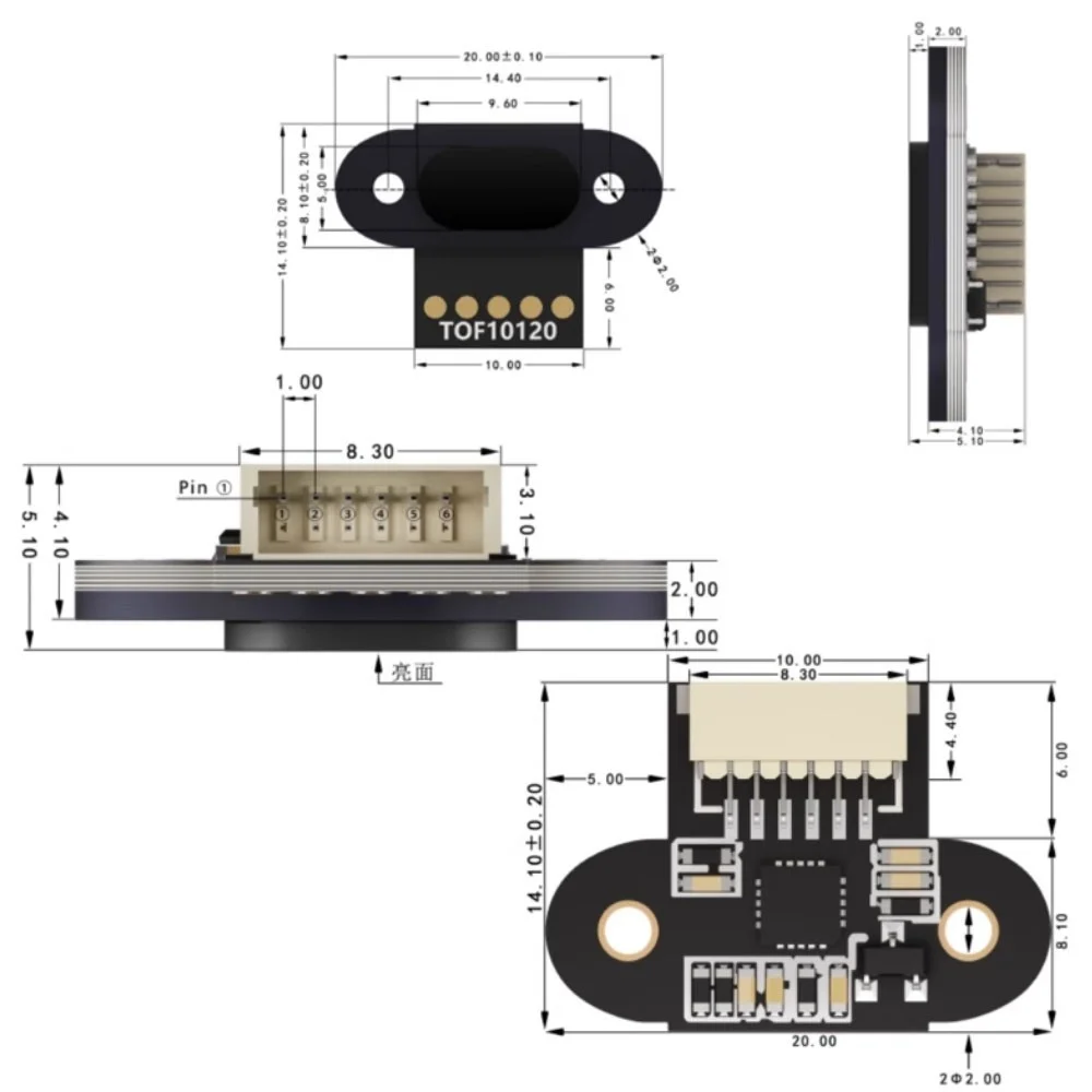 ToF10120 Laser Range Sensor Module 10-180cm Distance Sensor RS232 Interface Arduino TOF05140 UART I2C Output 3-5V