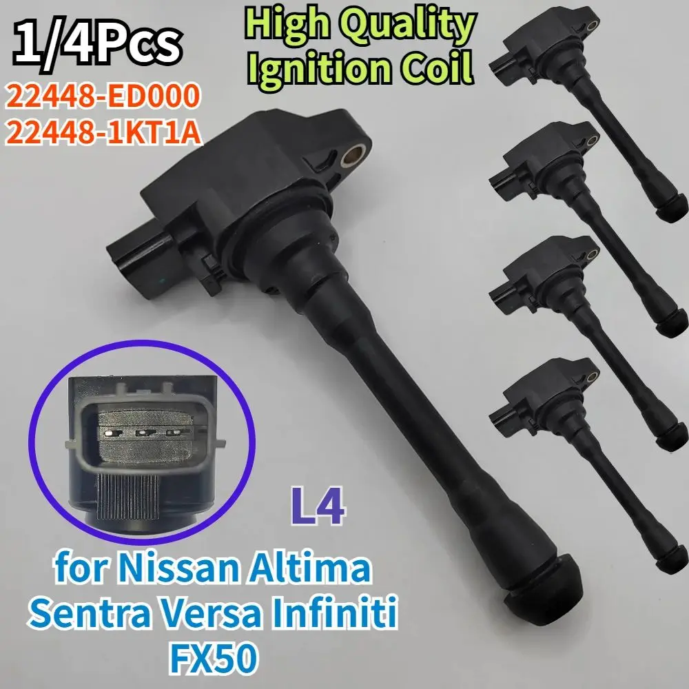 1/4Pcs Car Ignition Coil 22448-ED000 22448-1KT1A 5C1753 C1696 for Infiniti Nissan Altima Frontier Rogue Sentra Versa L4 IGC0002