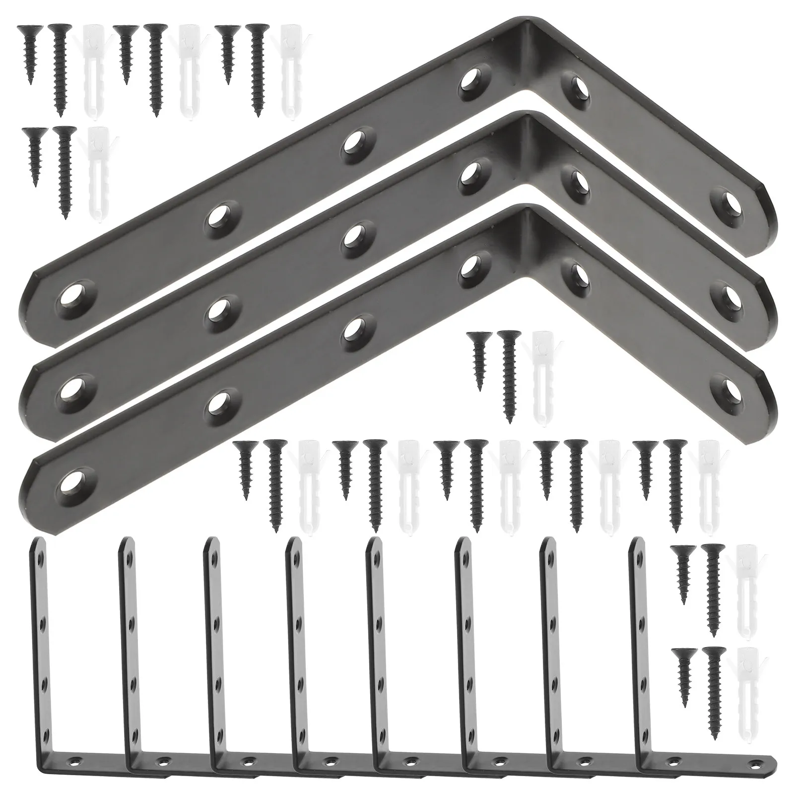 10Pcs Heavy Duty Stainless Steel Angle Brackets L Shaped Corner Braces for Wood Shelves Bookshelves Display Racks Shelf Mounting