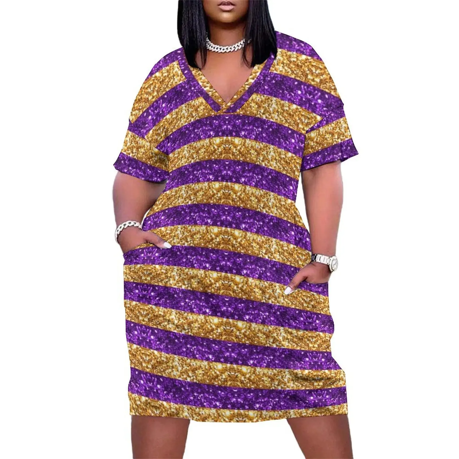 Stripes Baton Rouge New Orleans Nola Louisiana Los Angeles California Loose Pocket Dress Female dress dress for women