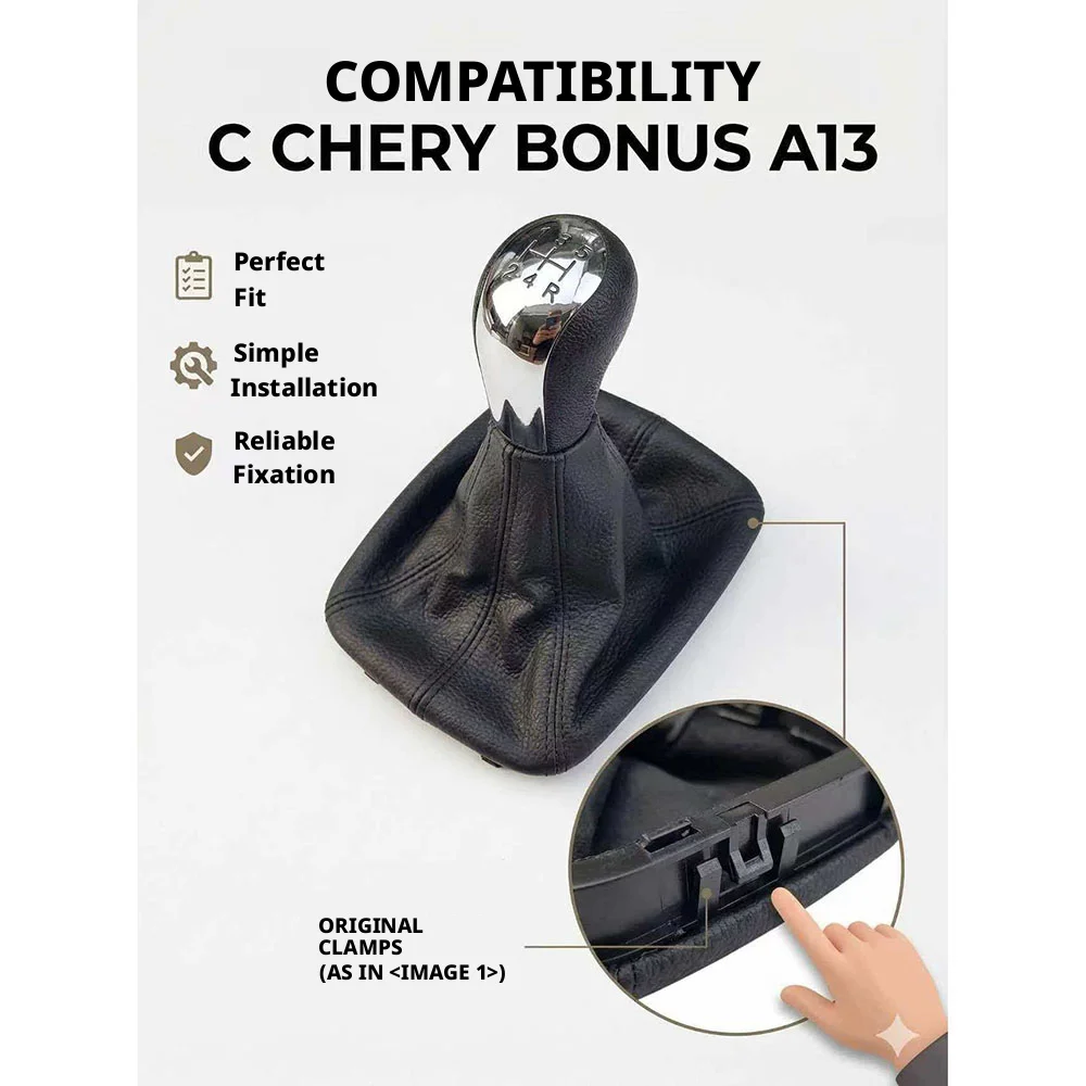 5 Speed Manual Gear Shift Knob Shifter Lever Stick With Leather Boot Dust Cover For Chery Fulwin 2 Auto Accessories view 2