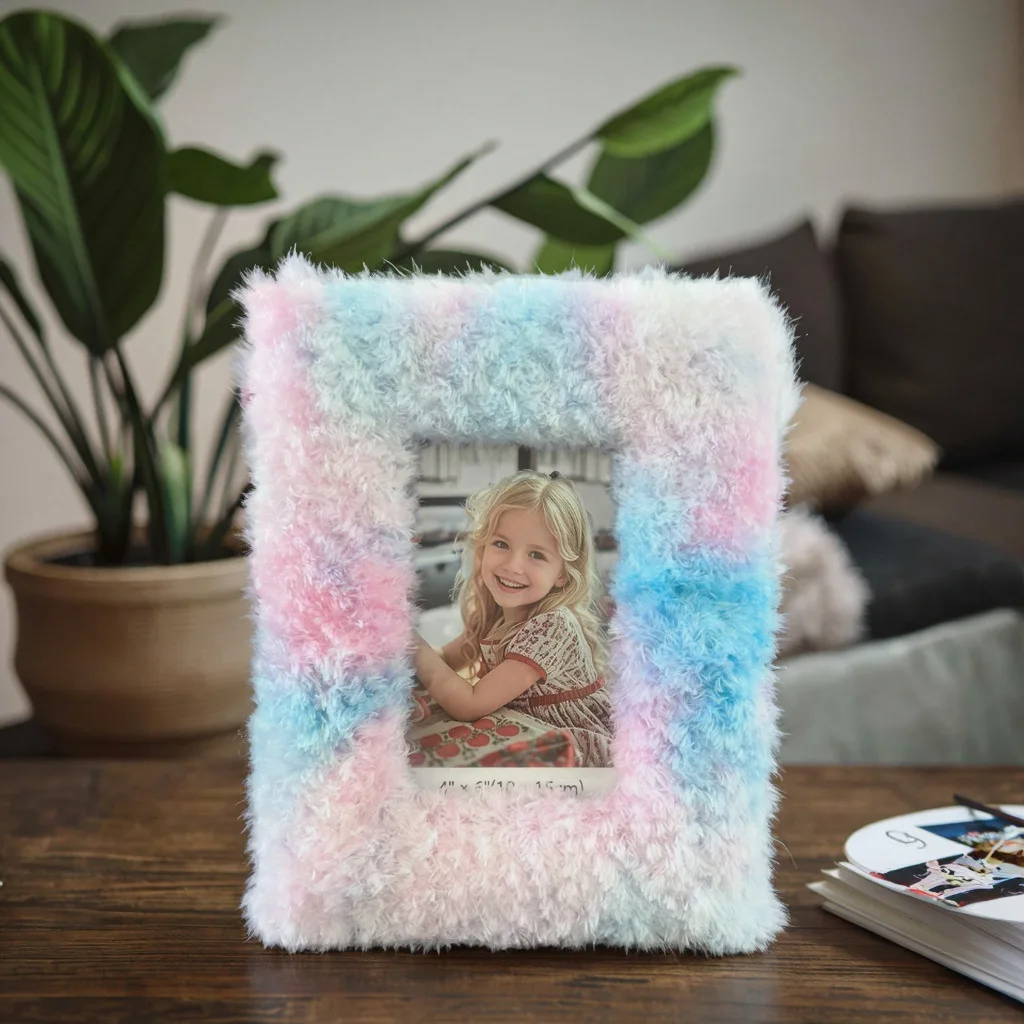 Tie Dye Flannelette Plush Picture Frame Density Board Wrapped Velvet Square Hollow Picture Frame Picture Frame Europe  6 