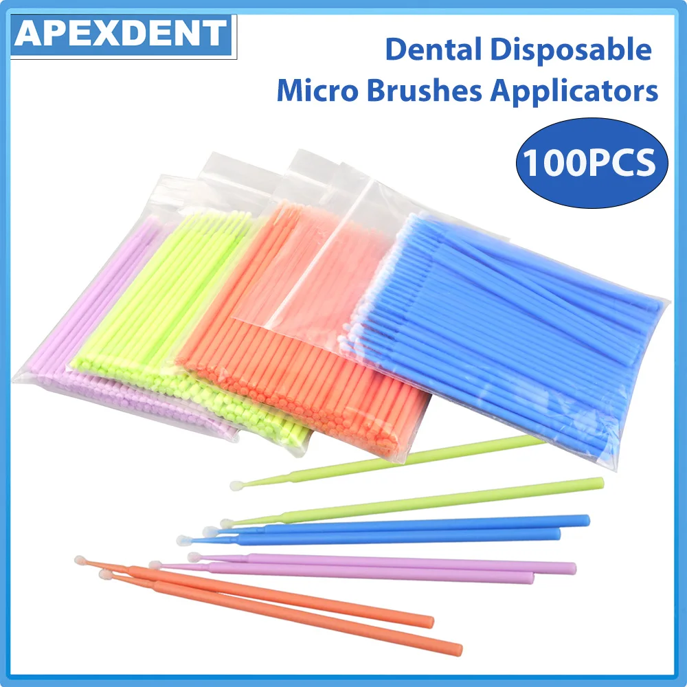 APEXDENT Dental Disposable Micro Brushes For Teech Whitening Odontologia Extension Dentistry Colorful Materials 100Pcs/Bag